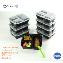 Contenedor de microondas de 3 compartimientos Contenedor de alimentos de plástico libre de BPA aprobado por la FDA